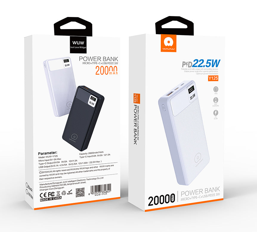 Power Bank WUW-Y125 20000mAh PD 22.5W